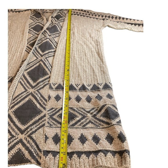 Size Large LUCKY BRAND Sweater LONG sleeved Tribal Taupe Olive Cardigan‎ NWT - Picture 8 of 11